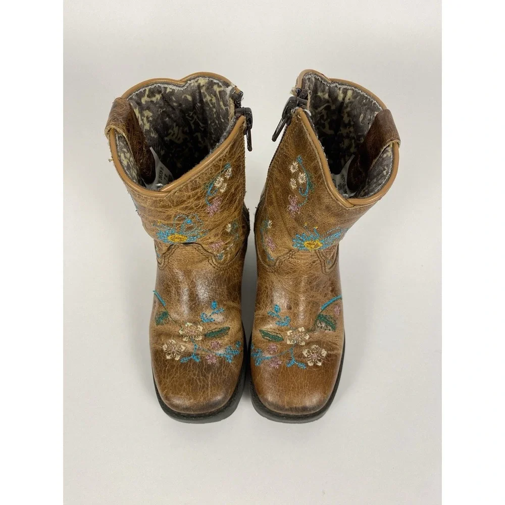 Smoky Mountain Girl's Western Floral Embroidered Leather Boots SZ 7R Toddler